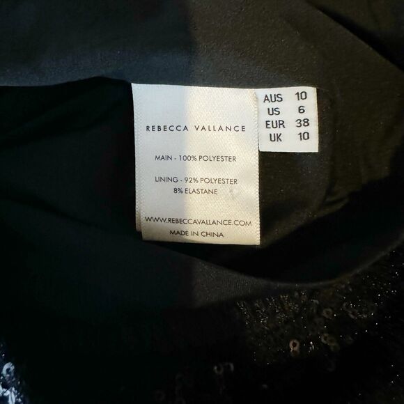 Rebecca Vallance Black Bow Sequin Long Sleeve Mock Neck Mica Mini Dress US 6 - Picture 9 of 10